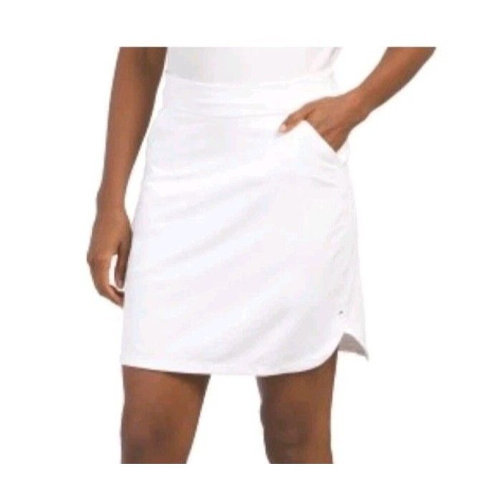 Ladies Peter Millar Size XXL White Petal Hem Knit Golf Skort Pockets EUC